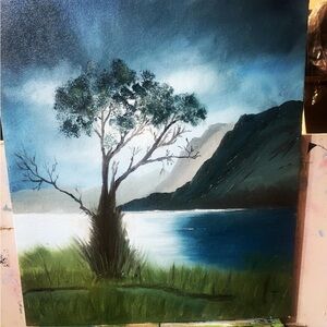 Serene Landscape Canvas Art - Blue and Green